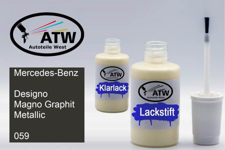 Mercedes-Benz, Designo Magno Graphit Metallic, 059: 20ml Lackstift + 20ml Klarlack - Set, von ATW Autoteile West.